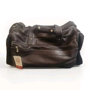 Piel Leather Large Duffel Bag 7708‑CHC Chocolate Full‑Grain Leather NWT